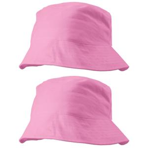 Zonnehoedje/vissershoedjes voor volwassenen - 2x stuks - lichtroze - 100% katoen - Zon bescherming