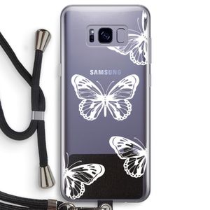 White butterfly: Samsung Galaxy S8 Transparant Hoesje met koord