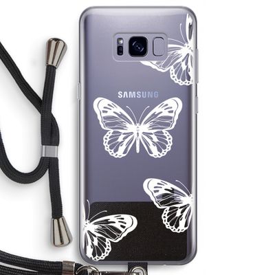 White butterfly: Samsung Galaxy S8 Transparant Hoesje met koord