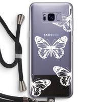 White butterfly: Samsung Galaxy S8 Transparant Hoesje met koord