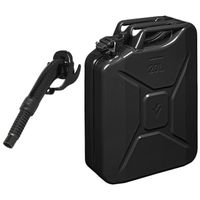 Metalen jerrycan zwart voor brandstof 20 liter incl. schenktuit - thumbnail