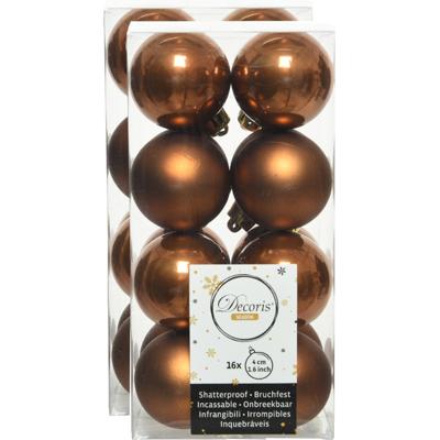Decoris kleine kerstballen - 32x st - kaneel bruin - 4 cm - kunststof - onbreekbare kerstballen Decoris kleine kerstballen - 32x st - kaneel bruin - 4 cm - kunststof - onbreekbare kerstballen