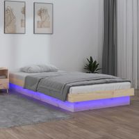 Bedframe LED massief hout 90x190 cm Single