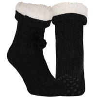 Apollo Huissloffen - kinderen - gebreid - slofsokken - antraciet - one size maat 36/41 - fleece