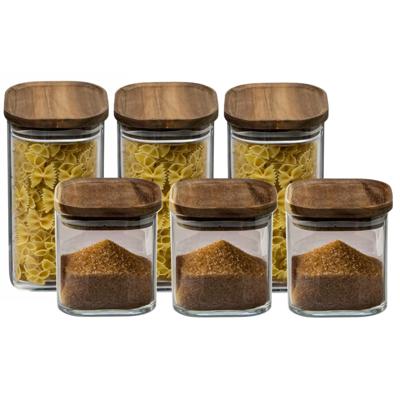 Set van 6x keuken voorraadbussen/potten glas 0.6 en 1.6 Liter inhoud