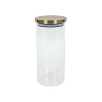 Voorraadpot - 1200 ml - glas - draaideksel - goud - 9.5 x 22 cm - weckpot - thumbnail