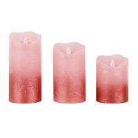 LED kaarsen/stompkaarsen set - 3x stuks - roze - half metallic