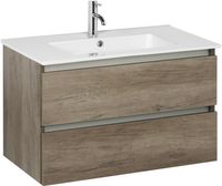 Ben Limara badmeubel met aluminium greeplijst 80x47cm nebraska eiken met keramische wastafel