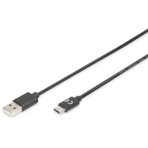 Digitus USB-kabel USB 2.0 USB-A stekker, USB-C stekker 1.00 m Zwart Flexibel, Folie afscherming, Afscherming gevlochten, Afgeschermd, Afgeschermd (dubbel), Met