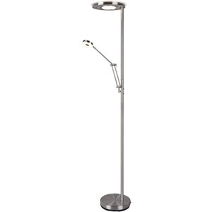 LED Vloerlamp - Trion Barry - 38W - Aanpasbare Kleur - Dimbaar - Rond - Mat Nikkel - Aluminium
