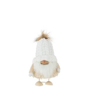 J-Line Kerstfiguren kerstman Pompom - polyresin - wit| beige - 34 cm