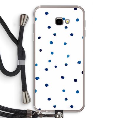 Blauwe stippen: Samsung Galaxy J4 Plus Transparant Hoesje met koord