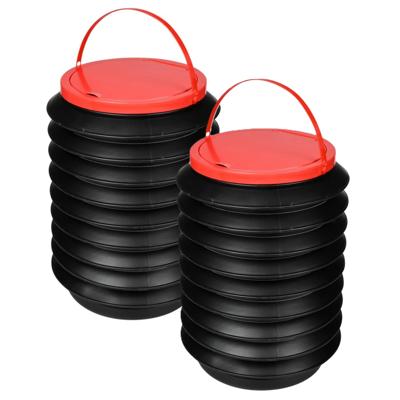 Benson afvalbakje - 2x - opvouwbaar - met deksel - 17 x 25 cm - vakantie / onderweg