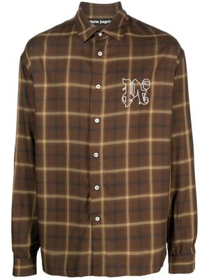 Palm Angels chemise monogrammée à carreaux - Marron