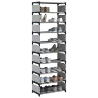 Schoenenrek 10-laags 54x28x158 cm nonwoven stof grijs Schoenenrek 10-laags 54x28x158 cm nonwoven stof grijs