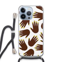 Hands dark: iPhone 13 Pro Transparant Hoesje met koord
