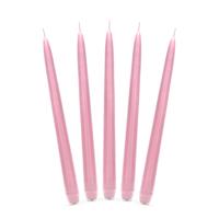 Partydeco Dinerkaarsen - lichtroze - 10x stuks - 24 cm - 5 Branduren - Kandelaar kaarsen