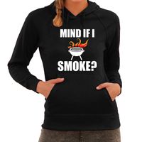 Mind if I smoke bbq / barbecue cadeau hoodie zwart voor dames - thumbnail