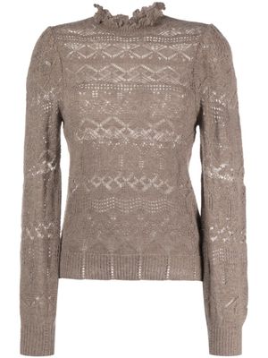 Polo Ralph Lauren pull en maille pointelle à manches longues - Marron