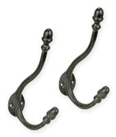 A PAIR OF 4 CAST IRON WALL HOOKS