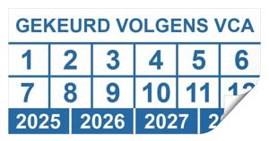 Keuringssticker gekeurd volgens VCA rechthoek 50 x 25 mm - 500 stuks (op rol)