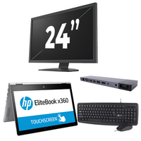 HP EliteBook x360 1030 G2 - Intel Core i5-7e Generatie - 13 inch - 8GB RAM - 256GB SSD - Windows 11 + 1x 24 inch Monitor
