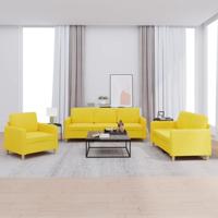 3-delige Loungeset met kussens stof lichtgeel