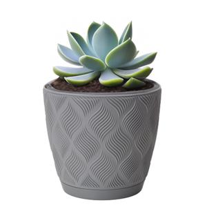 Form Plastic Plantenpot/bloempot New Age - kunststof - platina grijs - D19 x H17 cm