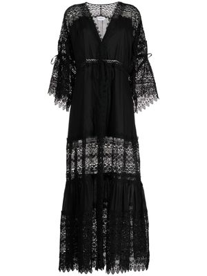 Charo Ruiz Ibiza robe longue Margherita à empiècements en dentelle - Noir