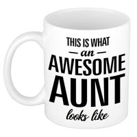 Awesome aunt /tante cadeau mok / beker 300 ml - thumbnail