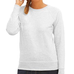 Grijze sweater / sweatshirt trui met raglan mouwen en ronde hals voor dames