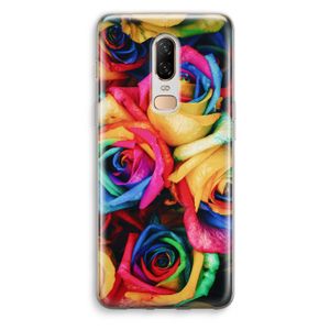 Neon bloemen: OnePlus 6 Transparant Hoesje