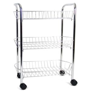 Verchroomde keuken trolley met manden 50 x 26 x 63 cm