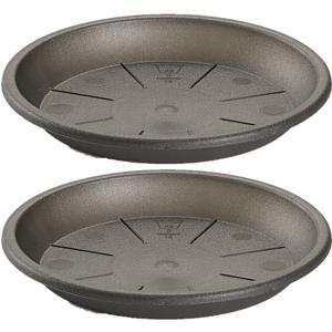 PlasticForte Opvangschaal - 3x stuks - antraciet - 30 cm - voor pot Dia 35/40 cm