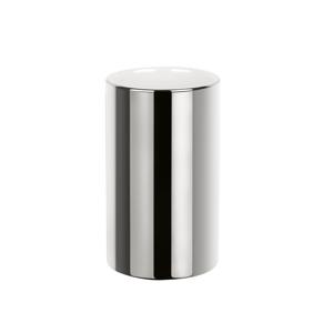 Spirella Badkamer drinkbeker/tandenborstelhouder Sienna - porselein - glans zilver - 7 x 11 cm - Tandenborstelhouders