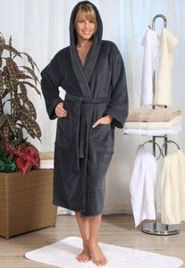 badjas unisex antraciet met capuchon