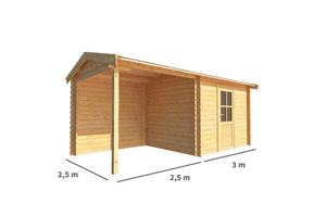 Blokhut met overkapping Fenna 550 cm bij 250 cm diep Zadeldak - Warentuin collection