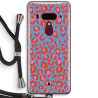 Leopard blue: HTC U12+ Transparant Hoesje met koord