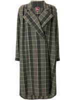 Issey Miyake Pre-Owned oversize check coat - Vert - thumbnail