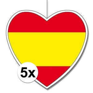 5x Spanje hangdecoratie harten 14 cm   -