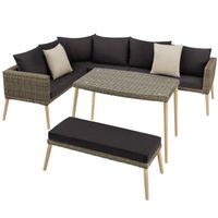 tectake® - Wicker lounge Pula met aluminium frame - natuur - 404793 - thumbnail