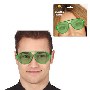 Carnaval/verkleed party bril Aviator - 2x - groen - volwassenen - bij een verkleedkleding kostuum