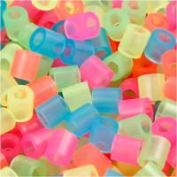 NABBI Strijkkralen, afm 5x5 mm, gatgrootte 2,5 mm, medium, neon kleuren, 30000 div/ 1 doos