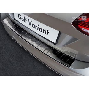 Zwart RVS Bumper beschermer passend voor Volkswagen Golf VII Variant Facelift 2017- 'Ribs' AV245161