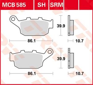 TRW Remblokken, en remschoenen voor de moto, MCB585SRM Sinter maxi scooter