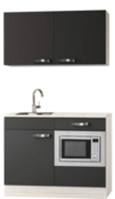 Kitchenette Faro Antraciet 120cm met onderbouw magnetron OPTI-0208
