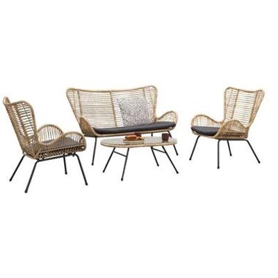 Le Sud loungeset Monte Carlo - naturel/grijs - 4 delig