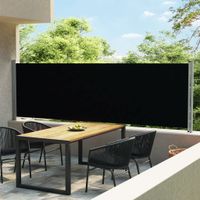 Tuinscherm uittrekbaar 140x600 cm zwart - thumbnail