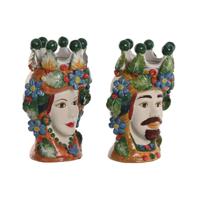 Home ESPRIT Groen Multicolour Porselein 20 x 20 x 32 cm (2 Stuks)