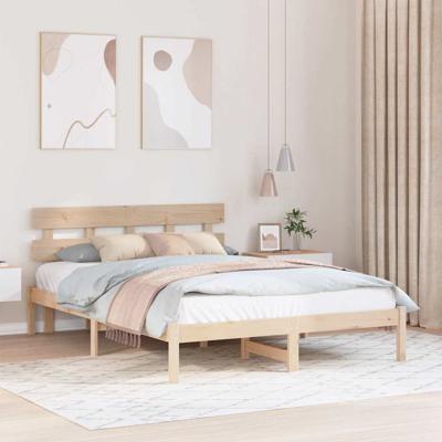 Bedframe met hoofdeinde Bruin 150 x 200 cm Massief grenenhout